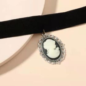 Women's Fashion Vintage Cartoon Princess Beauty Head Pearl Necklace