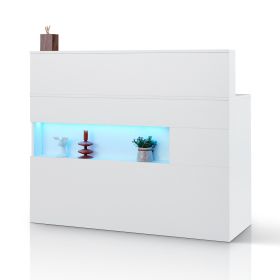 VEVOR Reception Desk, 47 Inch Rectangular Front Counter Table, Office Reception Desk with LED Light, 2 Drawers and Power Outlets, for Checkout, Lobby