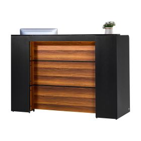 VEVOR Reception Desk, 62 Inch Rectangular Front Counter Table, Office Reception Desk Front Retail Counter with LED Light, for Checkout, Lobby