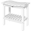 2-Tier Shower Bench, HDPE Weather Resistant Outdoor Side Table with Non-Slip Pads, Handles for Patio, Pool, White