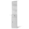 3-Tier Corner Salon Cabinet with 1 Door & 1 Drawer, 15mm E0 Grade Particleboard Matt White