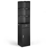 3-Tier Corner Salon Cabinet with 1 Door & 1 Drawer, 15mm E0 Grade Particleboard Matt Black