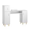 VEVOR Manicure Table, Glass Top Nail Desk, Makeup Dressing Nail Station with Storage Cabinets