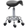 Saddle Stool PU Leather Adjustable Rolling Salon Chair Black for Massage Spa Clinic Beauty Tattoo