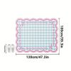 Regional carpet with blue and white check pattern and pink ruffled edge floor mat - Enjoy the beauty of the morning, slip-resistant and elegant