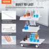 VEVOR Lab Trolley, 3-Layer Rolling Lab Cart, Metal Mobile Trolley with Swivel Wheels, Tray Rolling Clinic Cart 220 lbs Weight Capacity, for Lab