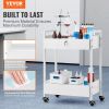 VEVOR Lab Cart, 2 Tiers Stainless Steel Utility Cart, Medical Cart with 2 Drawers, Rolling Lab Cart White Paint