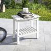 2-Tier Shower Bench, HDPE Weather Resistant Outdoor Side Table with Non-Slip Pads, Handles for Patio, Pool, White