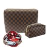 bCheckered Makeup Bag;  2Pcs Travel Cosmetic Bags;  Portable Toiletry Organizer for Women;  Lightweight and Waterproof Leather Toiletries Bag for Girl