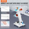 VEVOR Lab Trolley, Rolling Lab Cart with Built-in Socket, 3-Layer Metal Mobile Trolley, Tray Rolling Clinic Cart with Swivel Wheels