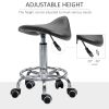Saddle Stool PU Leather Adjustable Rolling Salon Chair Black for Massage Spa Clinic Beauty Tattoo