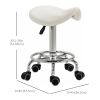 Saddle Stool PU Leather Adjustable Rolling Salon Chair White for Massage Spa Clinic Beauty Tattoo