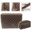 bCheckered Makeup Bag;  2Pcs Travel Cosmetic Bags;  Portable Toiletry Organizer for Women;  Lightweight and Waterproof Leather Toiletries Bag for Girl