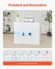 VEVOR Reception Desk, 47 Inch Rectangular Front Counter Table, Office Reception Desk with LED Light, 2 Drawers and Power Outlets, for Checkout, Lobby