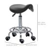 Saddle Stool PU Leather Adjustable Rolling Salon Chair Black for Massage Spa Clinic Beauty Tattoo