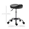Saddle Stool Height Adjustable Rolling Salon Chair PU Leather Black for Massage Spa Clinic Beauty Tattoo