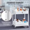 VEVOR Lab Cart, 2 Tiers Stainless Steel Utility Cart, Medical Cart with 2 Drawers, Rolling Lab Cart White Paint