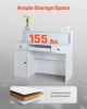 VEVOR Reception Desk, 47 Inch Rectangular Front Counter Table, Office Reception Desk with LED Light, 2 Drawers and Power Outlets, for Checkout, Lobby