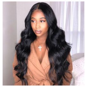 13x5 Lace Front Body Wave Middle Part Human Hair Wig Natural Color  Density (Option: 14inch)