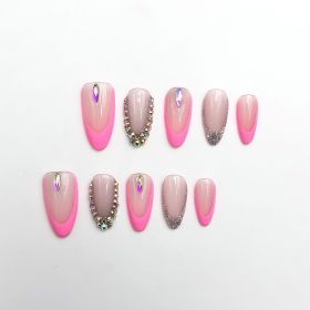 2026 Gothic charm press-on nails, Valentine's Day short almond-shaped press-on false nail set. Handmade false nail pieces (size: M)