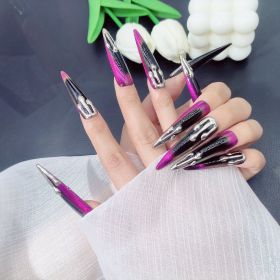 2026 Gothic Charm Press-on Nails, Valentine's Day Long Almond-shaped Press-on False Nails Set, Handmade False Nail Tips (size: M)