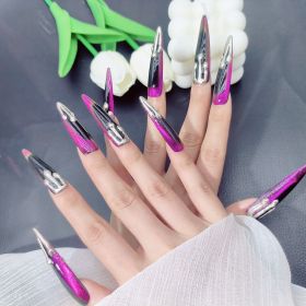 2026 Gothic Charm Press-on Nails, Valentine's Day Long Almond-shaped Press-on False Nails Set, Handmade False Nail Tips (size: L)