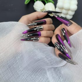 2026 Gothic Charm Press-on Nails, Valentine's Day Long Almond-shaped Press-on False Nails Set, Handmade False Nail Tips (size: S)
