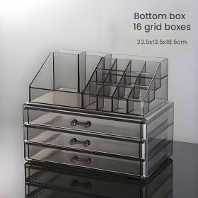 Premium See-Through Vanity Organizer - 16-Divider Top with Deep Drawer - Ideal for Beauty Products, Rings, Earrings, Craft Supplies (Items: 3-layer small drawer+16-compartment top box)