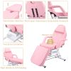 Massage Salon Tattoo Chair with Two Trays Esthetician Bed with Hydraulic Stool,Multi-Purpose 3-Section Facial Bed Table